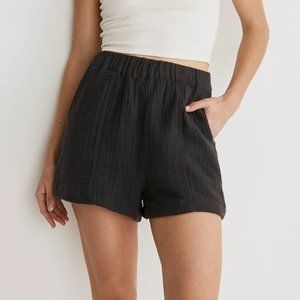 NWT Madewell Lightspun Easy Pull-On Shorts, Black Coal, Size M